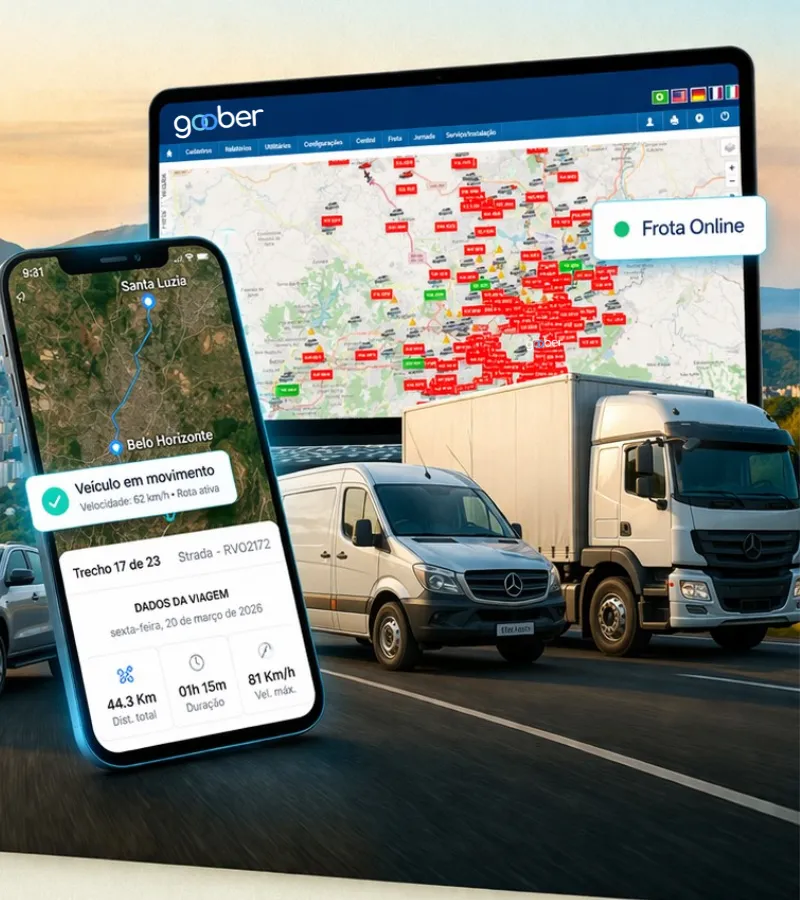 Aplicativo de rastreamento veicular GooberTec com monitoramento em tempo real